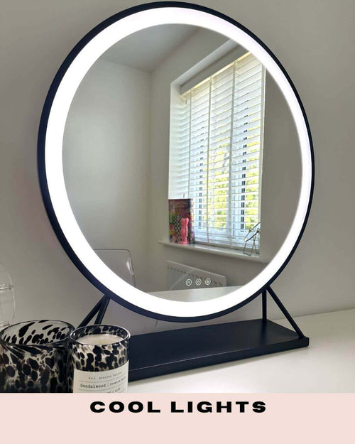 Grace Round Hollywood Mirror Black 60x67cm