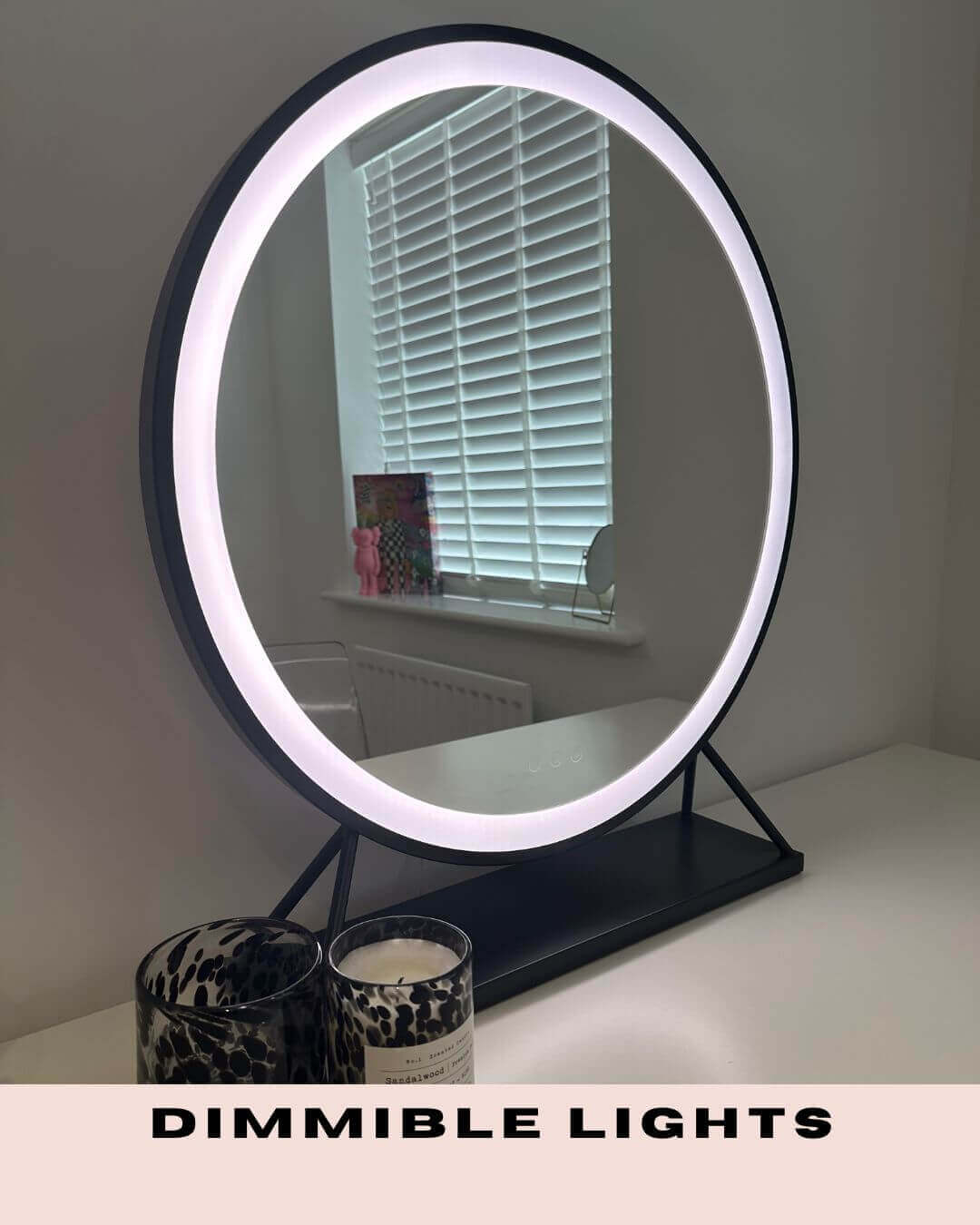Grace Round Hollywood Mirror Black 60x67cm