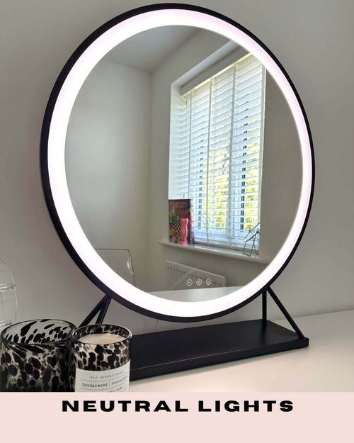 Grace Round Hollywood Mirror Black 60x67cm
