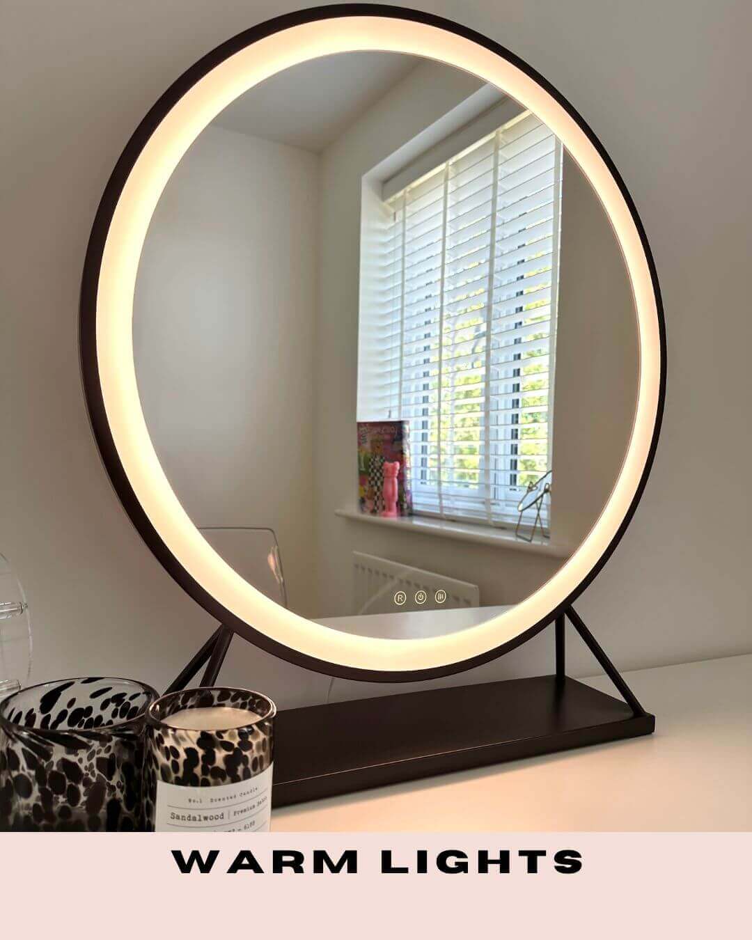Grace Round Hollywood Mirror Black 60x67cm