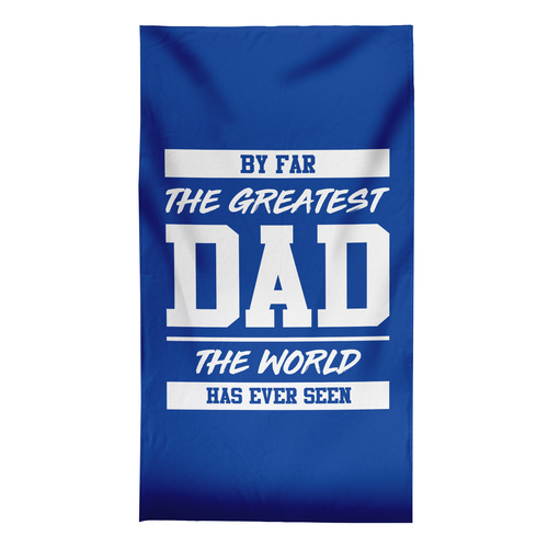 By Far The Greatest Dad - Blue - Lightweight, Microfibre Retro Beach Towel - 150cm x 75cm