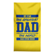 By Far The Greatest Dad - Yellow - Lightweight, Microfibre Retro Beach Towel - 150cm x 75cm
