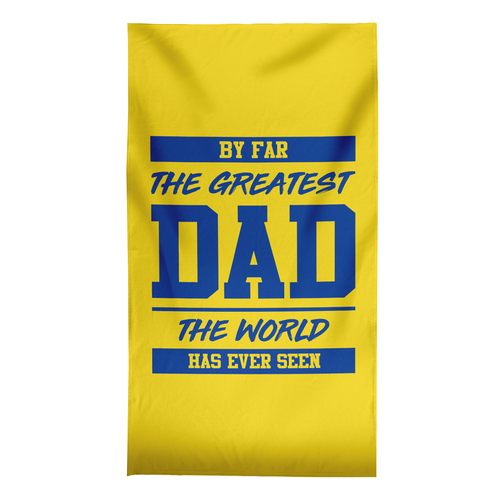 By Far The Greatest Dad - Yellow - Lightweight, Microfibre Retro Beach Towel - 150cm x 75cm