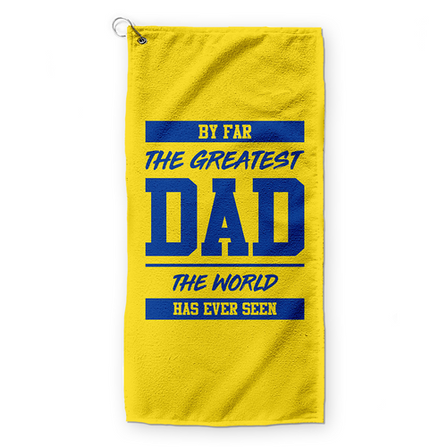 By Far The Greatest Dad - Yellow - Retro Lightweight, Microfibre Golf Towel