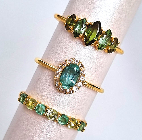 Emerald & Peridot Half Eternity Band in 18K Gold Vermeil