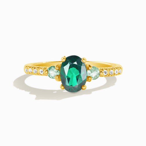 Green Topaz and Green Tourmaline Ring in 18k Gold Vermeil