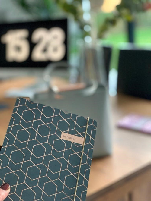 Matilda Myres | A5 Ruled Notebook with Rose Gold Foil | Grey