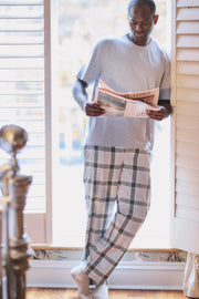 Men’s Cotton Rich Grey Check Bottoms
