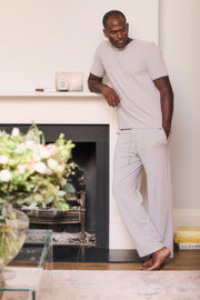 Men's Grey Marl Cotton Modal Short Sleeve Top
