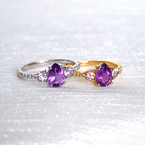 Amethyst and Lavender Amethyst Ring in Sterling Silver