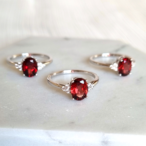 Garnet Ring in Sterling Silver