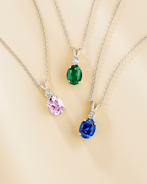 Blue Sapphire Pendant Necklace in Sterling Silver