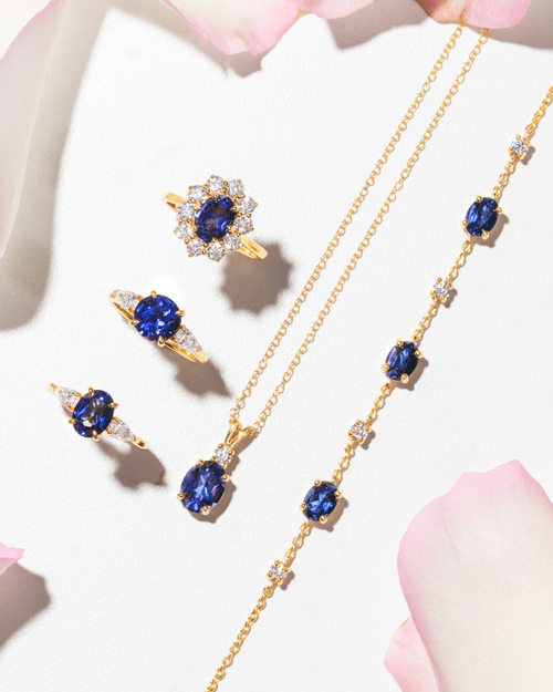 Blue Sapphire Pendant Necklace in 18k Gold Vermeil