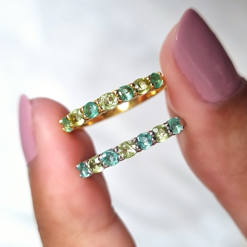 Emerald & Peridot Half Eternity Band in 18K Gold Vermeil