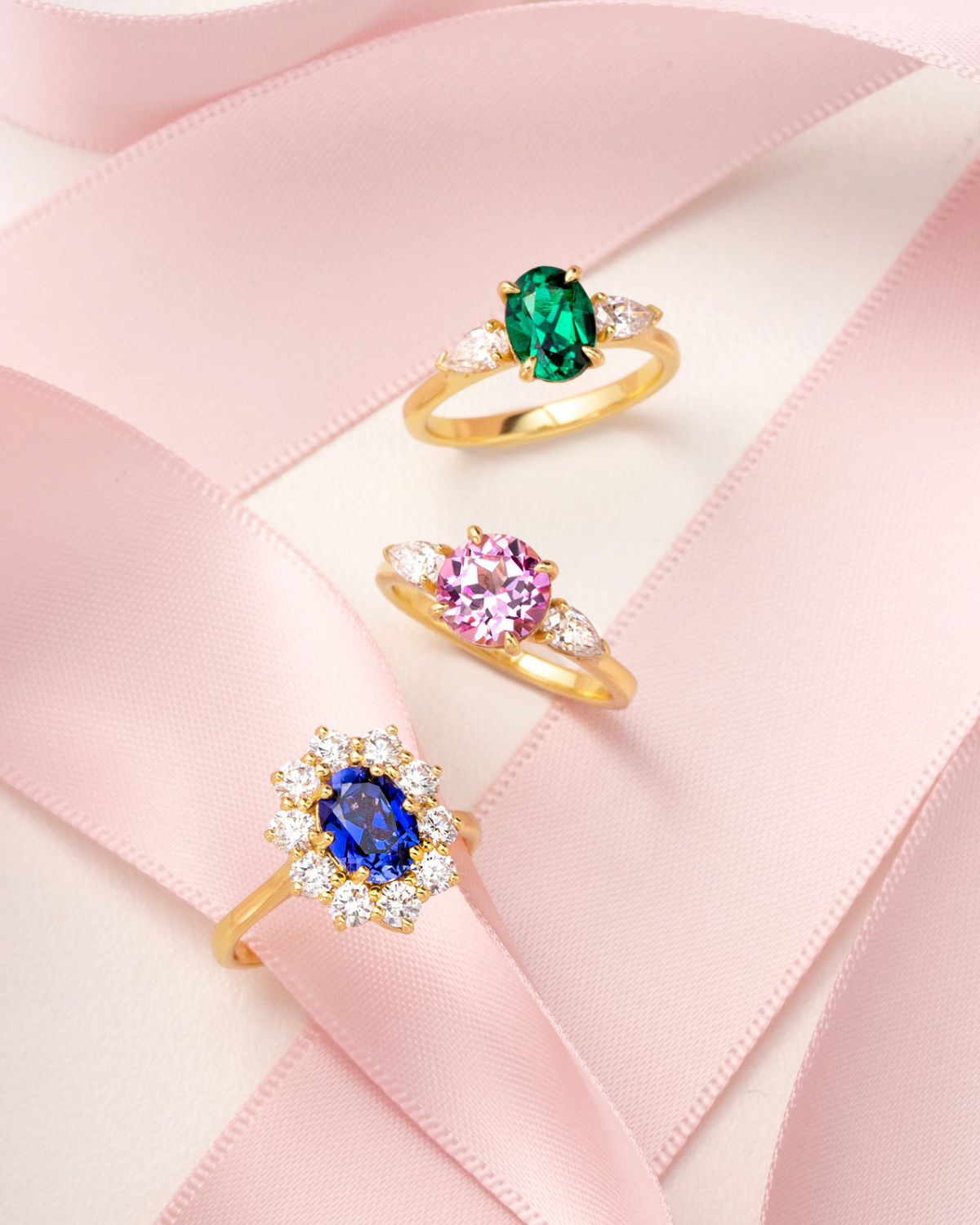 Blue Sapphire Halo Engagement Ring in 18k Gold Vermeil