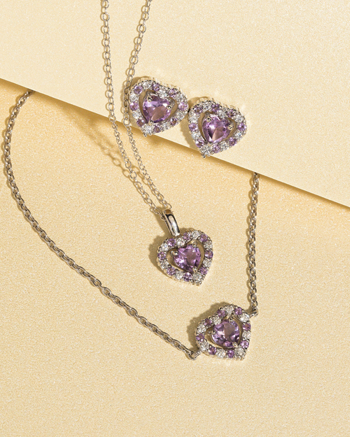 Purple Heart Lavender Amethyst Bracelet in Sterling Silver