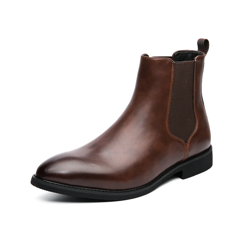 Winter Ankle Chelsea Leather Pointed Toe Boots For Men