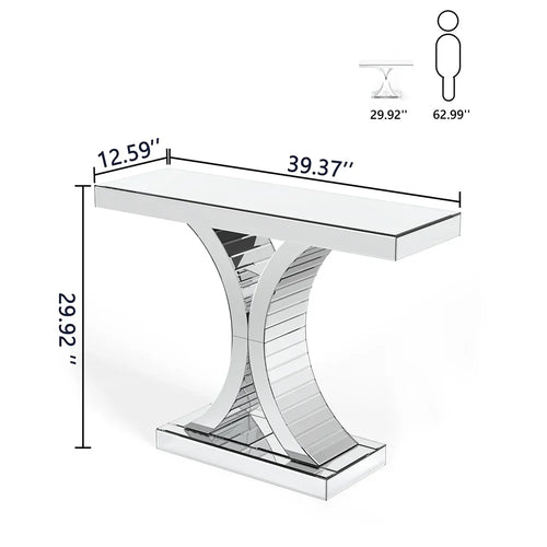43.3'' Mirrored Glass Console Door Entryway Display Table