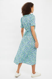 Louche Halcyon Flower Bed Print Short Sleeve Midi Dress