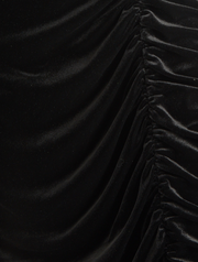 Louche Helka Velvet Ruched Mini Skirt Black