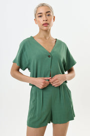 Hilton Linen Mix Shorts - Green