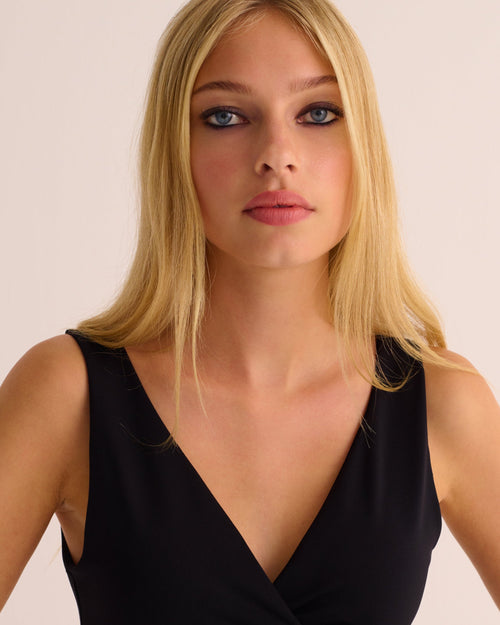 Black Soft Sculpt Hi-Stretch Wrap Dress