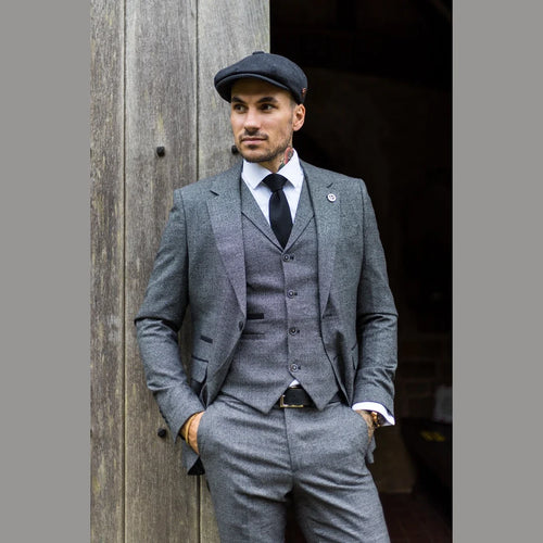 AK-10 - Men's Classic 3 Piece Suit Prince Of Wales Check Wedding