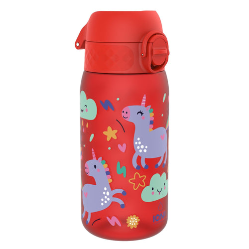Leak Proof Kids Water Bottle, Recyclon, Red Unicorns, 350ml (12oz)