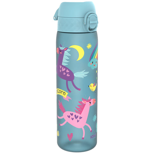 Leak Proof Slim Water Bottle, Recyclon, Blue Unicorns, 500ml (18oz)