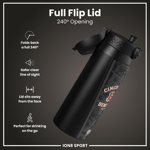 NFL x ION8 Insulated Steel Water Bottle, NFL Bengals, 750ml (24oz)