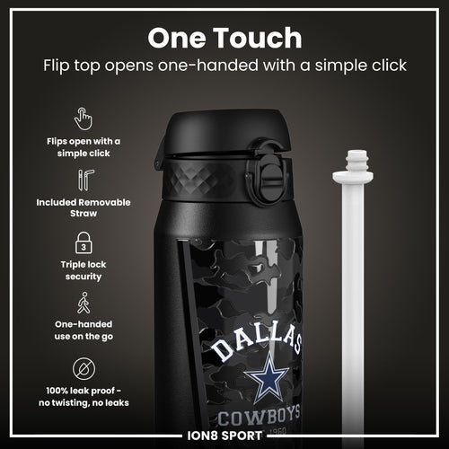 NFL x ION8 Insulated Steel Water Bottle, NFL Cowboys, 750ml (24oz)