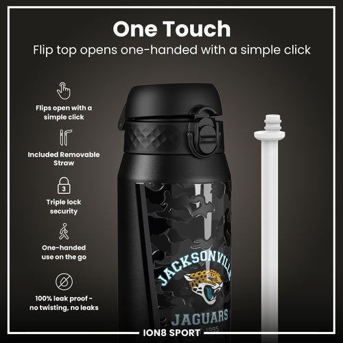 NFL x ION8 Insulated Steel Water Bottle, NFL Jaguars, 750ml (24oz)