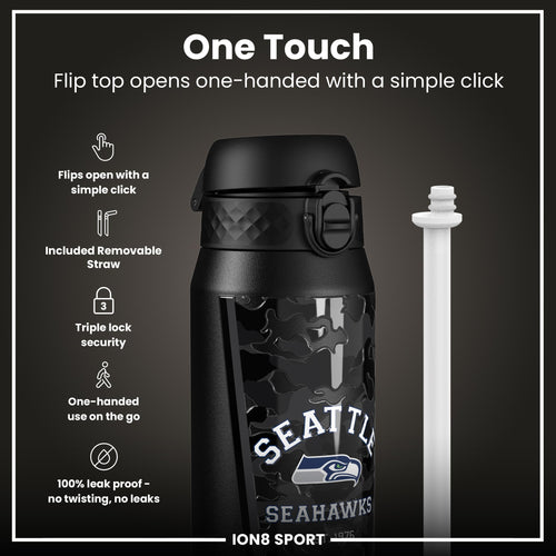 NFL x ION8 Insulated Steel Water Bottle, NFL Seahawks, 750ml (24oz)