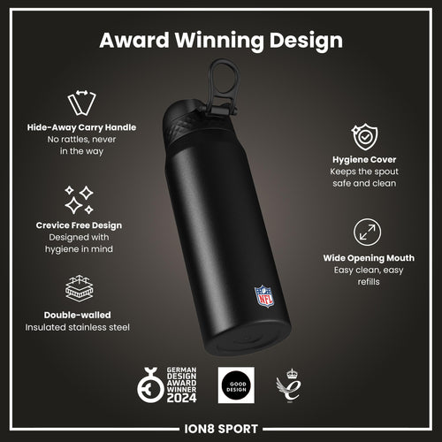 NFL x ION8 Insulated Steel Water Bottle, NFL Buccaneers, 750ml (24oz)