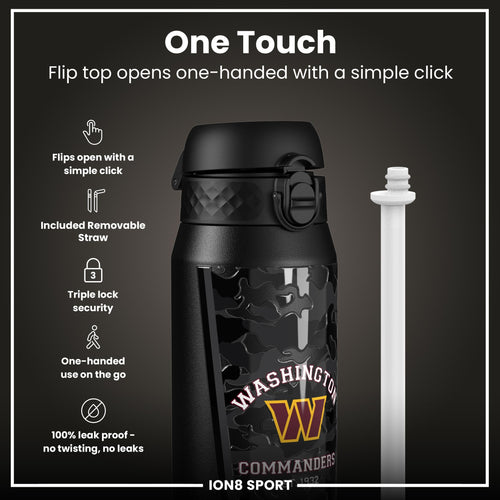 NFL x ION8 Insulated Steel Water Bottle, NFL Commanders, 750ml (24oz)