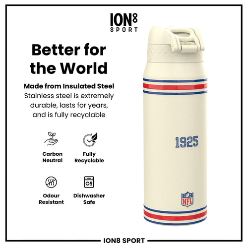 NFL x ION8 Insulated Steel Water Bottle, NFL Giants, 750ml (24oz)