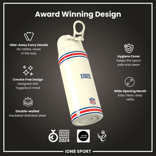 NFL x ION8 Insulated Steel Water Bottle, NFL Giants, 750ml (24oz)