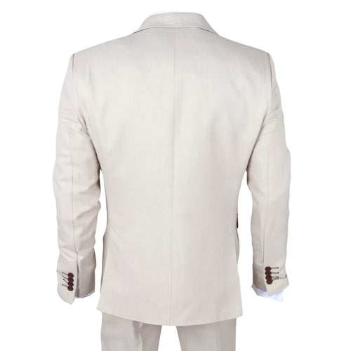 IM04 - Men's Beige 3 Piece Tailored Fit Wedding Suit
