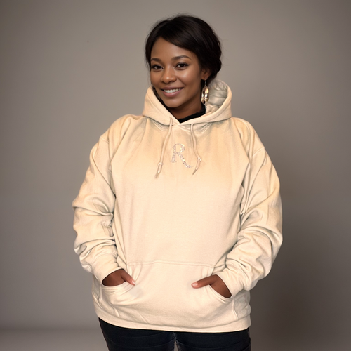 Signature Silver Diamante “R” Cotton Hoodie