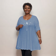 Dragonfly Button Sleeve Swing Top