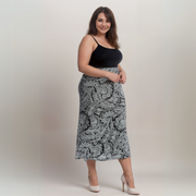 BLACK WHITE PAISLEY MAXI SKIRT