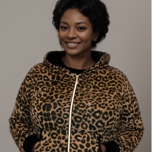 Plus-Size Leopard Print Stretch Lounge Jumpsuit