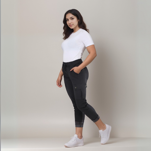 Plain Super Stretch Cargo Magic Trousers Jeans