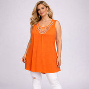 Sleeveless Long Tunic Top with Studs