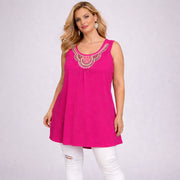 Sleeveless Long Tunic Top with Studs
