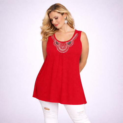 Sleeveless Long Tunic Top with Studs