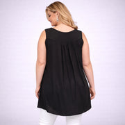 Sleeveless Long Tunic Top with Studs