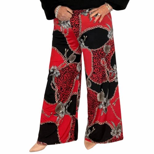 Chain Print Wide Leg Palazzo Pants