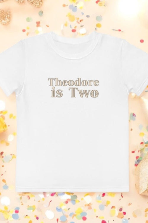 Turns Two 2nd Birthday T-Shirt Personalised Name