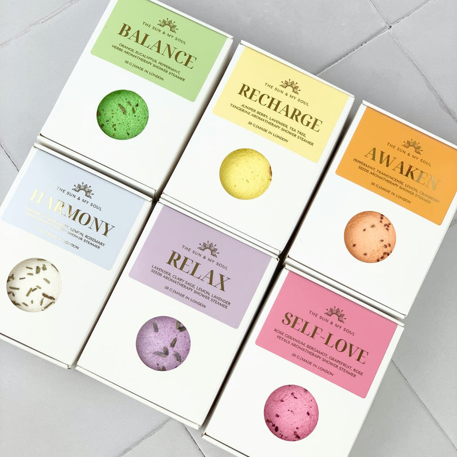 Balance Aromatherapy Shower Steamer in Box - Orange, Eucalyptus, Peppermint, Herbs